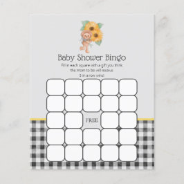 Lámina Juego de Bingo Baby Shower Sunflower Teddy Bear