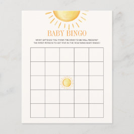 Lámina Juego de Bingo Baby Shower Sunshine