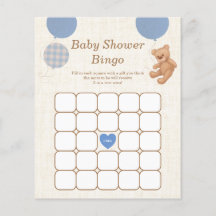 Juego de Bingo Baby Shower Teddy Bear Azul