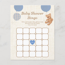 Lámina Juego de Bingo Baby Shower Teddy Bear Azul