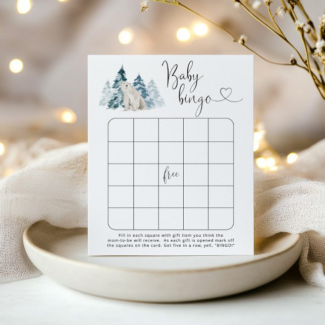 Lámina juego de bingo bebé del oso polar de invierno (Subido por el creador)