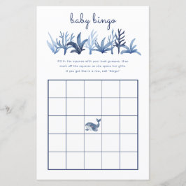 Lámina Juego de bingo bebé Fiesta de coral de ballena azu