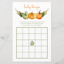 Juego de Bingo Bebé Noviembre Pumpkin Fall Baby Sh