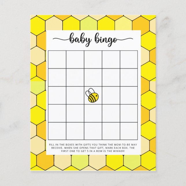 Lámina Juego de bingo Bee Baby (Anverso)
