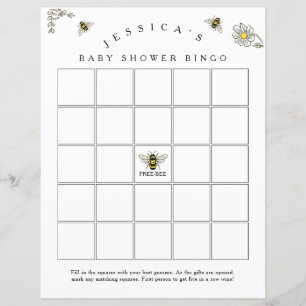 Lámina Juego de Bingo Bee Bumble Bee Baby Shower