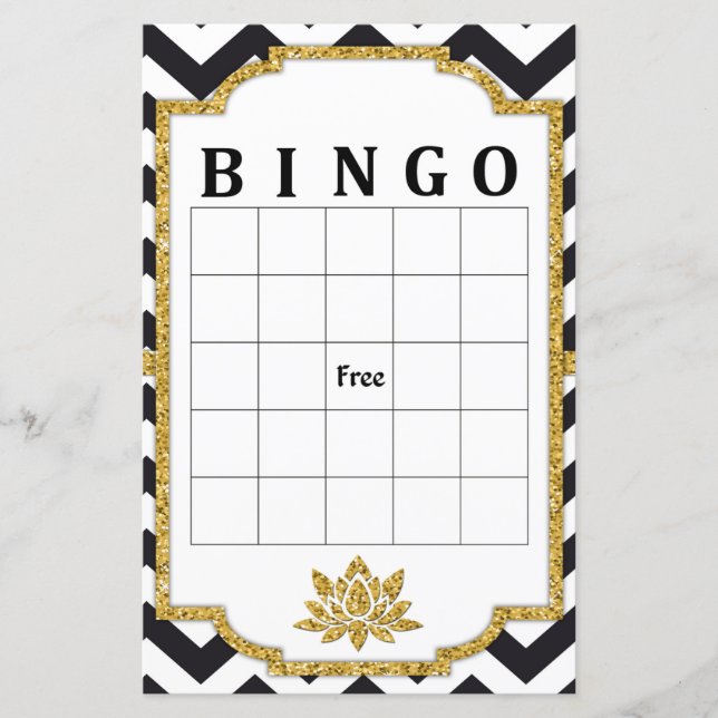 Lámina Juego de bingo Black White Chevron (Anverso)