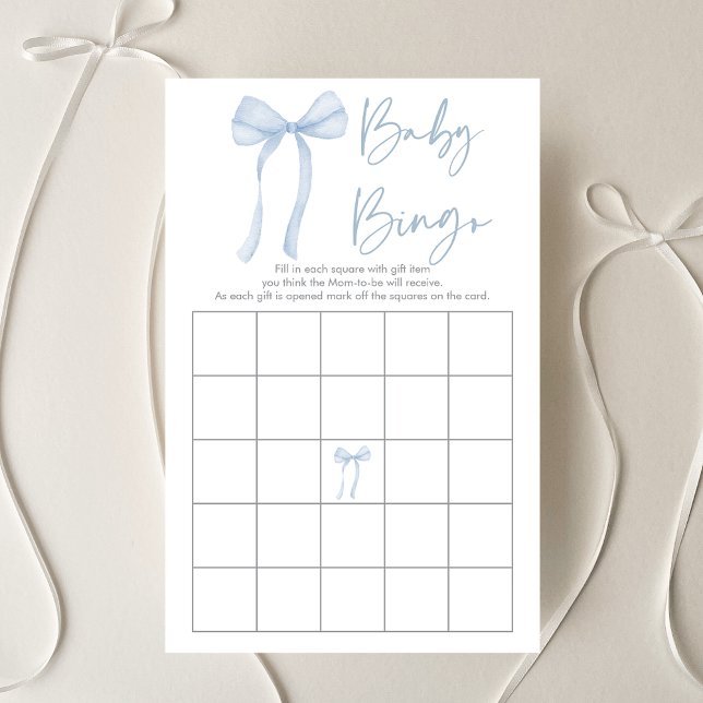 Lámina Juego de bingo Blue Bow Coquette Boy Baby Shower (Subido por el creador)