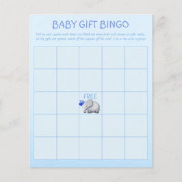 Lámina Juego de Bingo Blue Cute Elephant Baby Boy Shower