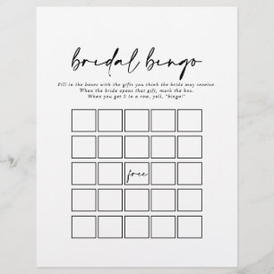 Lámina Juego de Bingo Bridal Elegante Moderno