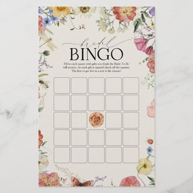 Lámina Juego de Bingo Bridal Flowers (Anverso)