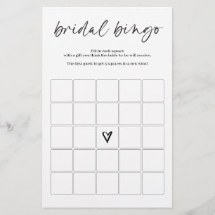 Lámina Juego de Bingo Bridal Moderno Minimalista simple