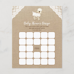 Lámina Juego de Bingo Burlap Little Lamb Baby Shower