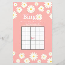 Juego de bingo color margarita rosa y blanco