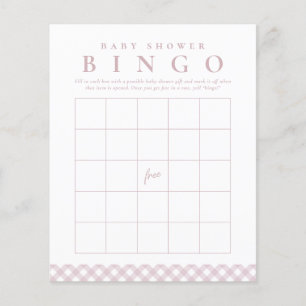 Lámina Juego de bingo con ducha de bebé en gingham rosa l