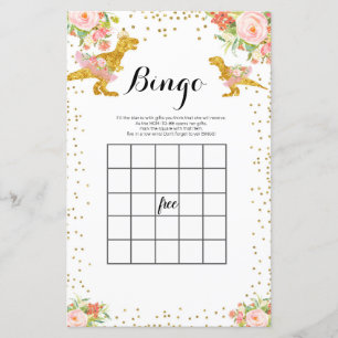 Lámina Juego de Bingo de acuarela de Dino Rosa y Oro