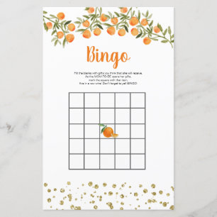Lámina Juego de Bingo de acuarela del Naranja Citrus