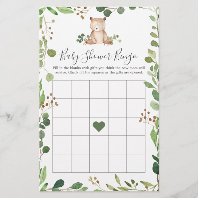 Lámina Juego de Bingo de Baby Shower (Anverso)