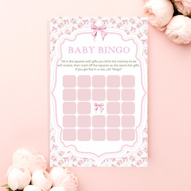 Lámina Juego de bingo de Baby Shower Chica Bow Love Shack (Subido por el creador)