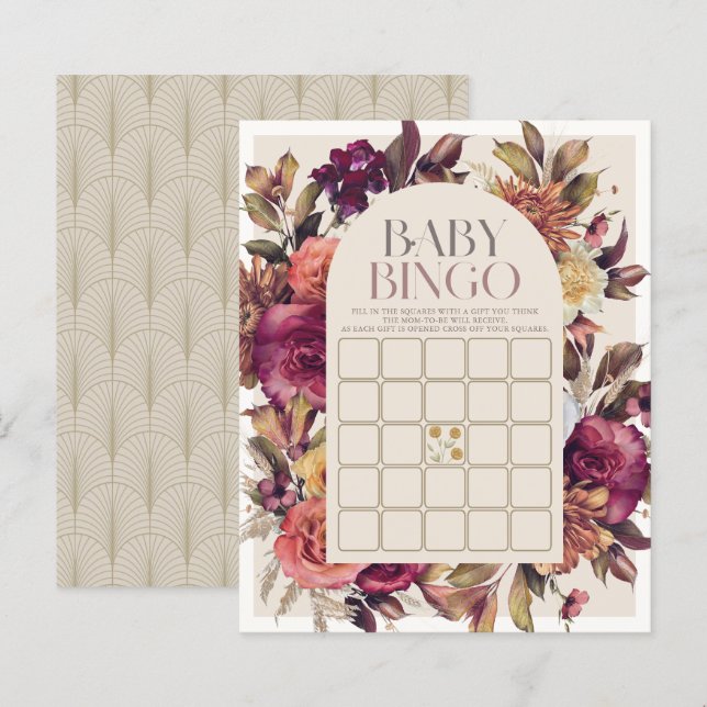 Lámina Juego de Bingo de Baby Shower de Autumn Wreath Arc (Anverso / Reverso)