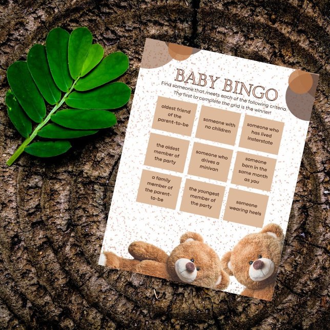 Lámina Juego de Bingo de Baby Shower de Cute Teddy Bear (Subido por el creador)