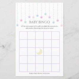 Lámina Juego de bingo de Baby Shower de pequeñas estrella