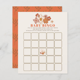 Lámina Juego de Bingo de Baby Shower Floral Boho Retro Gr