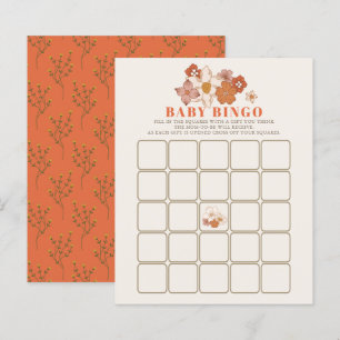 Lámina Juego de Bingo de Baby Shower Floral Boho Retro Gr