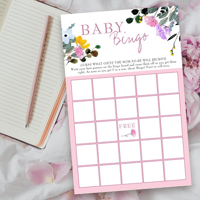 Lámina Juego de Bingo de Baby Shower Floral Lawn (Bingo Game card from my Wildflower Lawn Collection.
)
