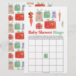 Lámina Juego de bingo de Baby Shower Navidades de vacacio