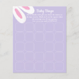 Lámina Juego de bingo de Baby Shower para conejito morado