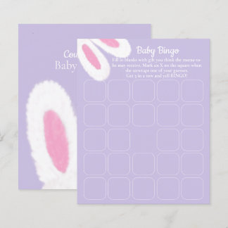 Lámina Juego de bingo de Baby Shower para conejito morado