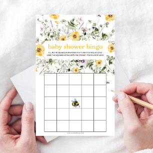Lámina Juego de bingo de Baby Shower Rustic Wildflower Be
