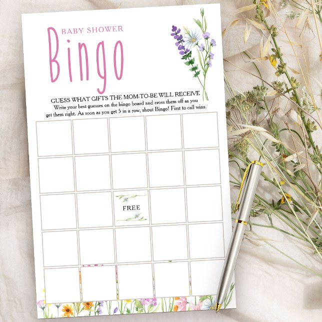 Lámina Juego de Bingo de Baby Shower Wildflower Meadow (Bingo Game from my Wildflower Meadow collection)