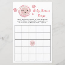 Juego de Bingo de Bebé Chica con Sol Rosa