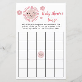 Lámina Juego de Bingo de Bebé Chica con Sol Rosa