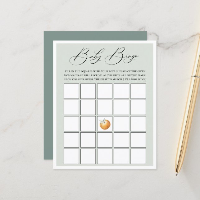 Lámina Juego de Bingo de Bebé Cutie (Anverso/Reverso In Situ)