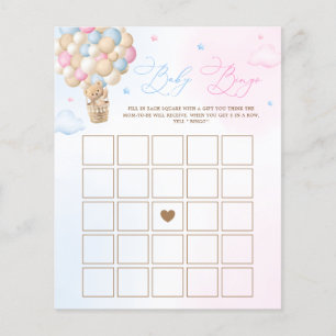Lámina Juego de Bingo de Bebé de Teddy Bear Gender Revela