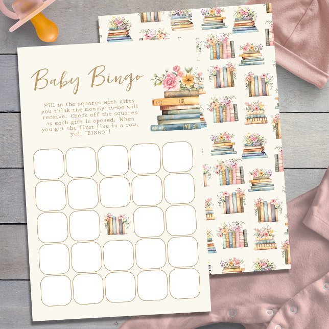 Lámina Juego de Bingo de Bebé Libros (Books Baby Shower Bingo Game Cards by Painted Paperie
)