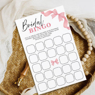 Lámina Juego de Bingo de Boda con Lazo Rosa Sonrojado par