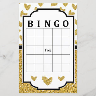Lámina Juego de bingo de corazón de purpurina dorada