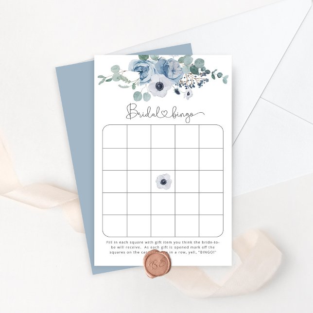 Lámina Juego de bingo de despedida de sol floral azul pol (Subido por el creador)