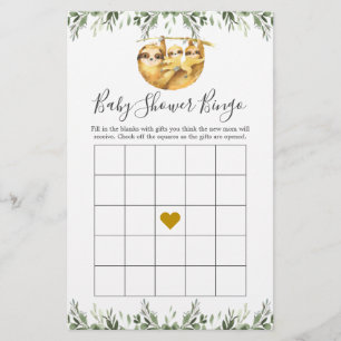 Lámina Juego de bingo de dos ranuras para Baby Shower
