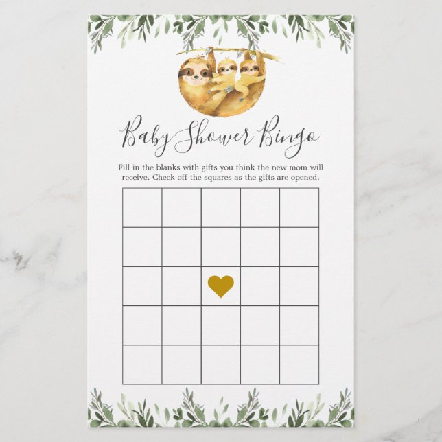 Lámina Juego de bingo de dos ranuras para Baby Shower (Anverso)