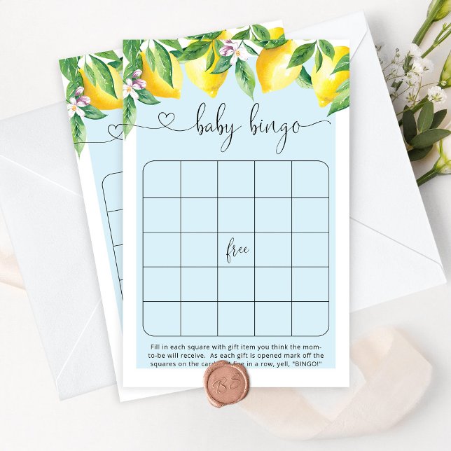 Lámina Juego de bingo de ducha de bebé con cítricos azule (Subido por el creador)