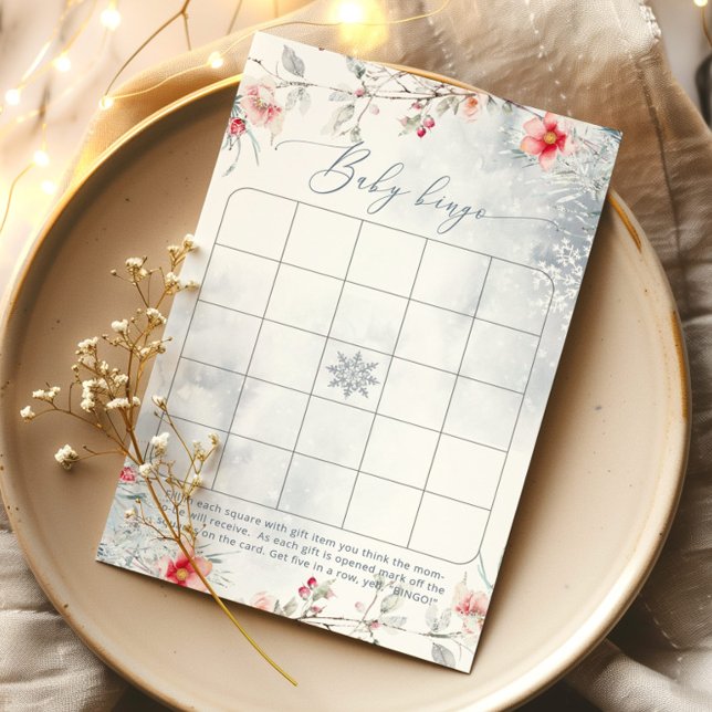 Lámina Juego de bingo de ducha de bebé con copos de nieve (Subido por el creador)