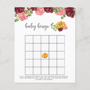 Lámina Juego de bingo de ducha de bebé de calabaza de oto