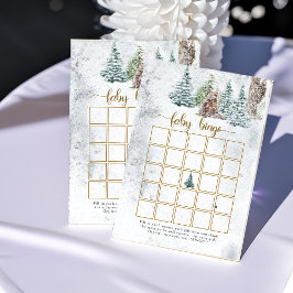 Lámina Juego de bingo de ducha de bebé de oso Woodland