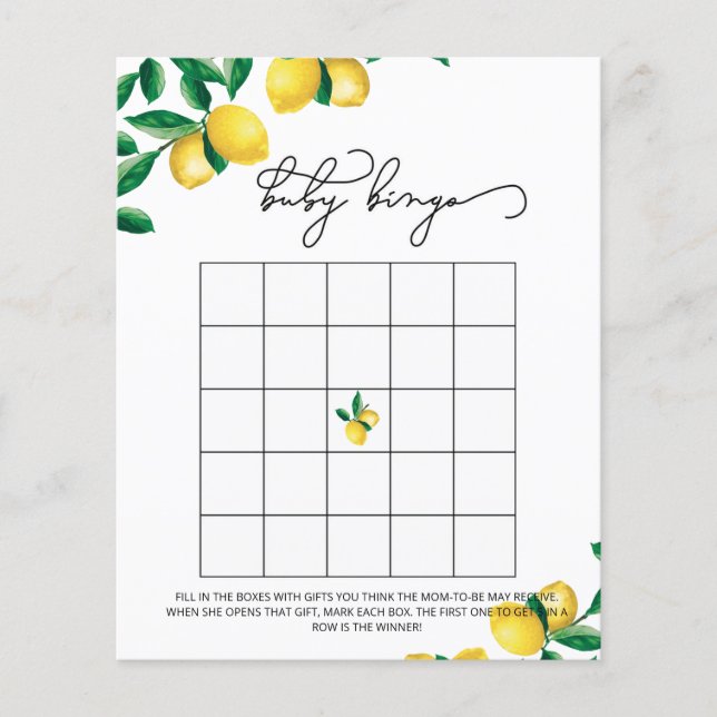 Lámina Juego de bingo de ducha de bebé pequeño (Anverso)