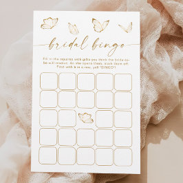 Lámina Juego de bingo de ducha de mariposa blanca y dorad