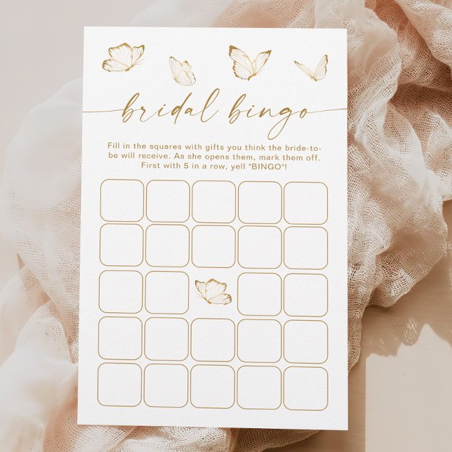 Lámina Juego de bingo de ducha de mariposa blanca y dorad (Subido por el creador)